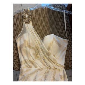 Gold and White Grecian-Style Formal Dress